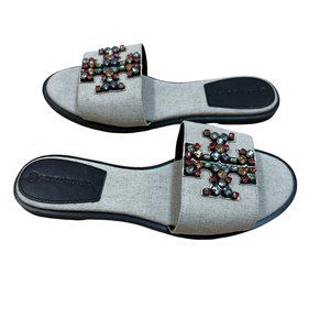Tory Burch Ines Embellished Slide Sandals - Size 8 M